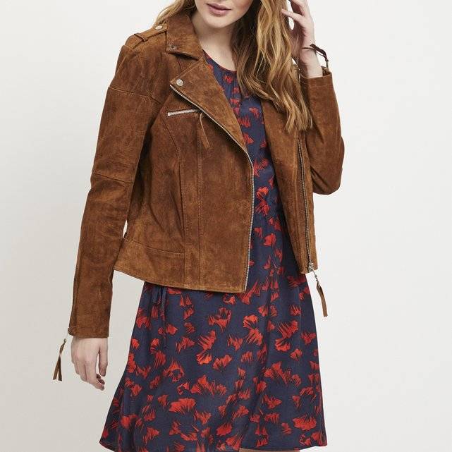 Kurze Bikerjacke, Veloursleder VILA